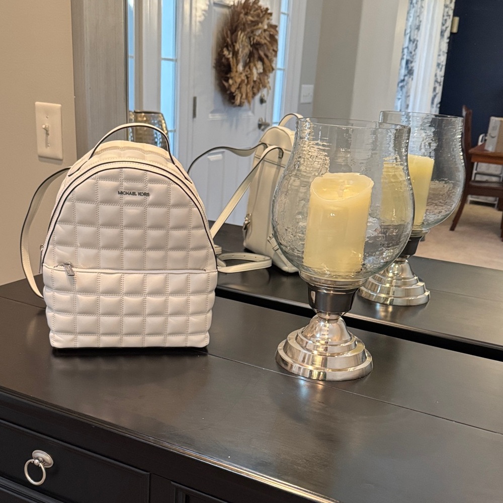 Michael Kors White Quilted Backpack